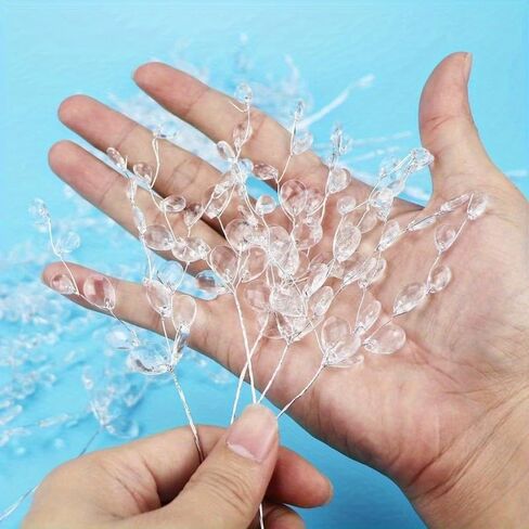 20pcs Acrylic Bead Flower Stems with Crystal Drops - Versatile Beaded Twig Picks for Wedding Decor, Home Accents, and Craft Jewelry Flower Charms in Saudi Arabia