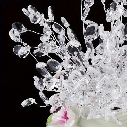 20pcs Acrylic Bead Flower Stems with Crystal Drops - Versatile Beaded Twig Picks for Wedding Decor, Home Accents, and Craft Jewelry Flower Charms in Saudi Arabia