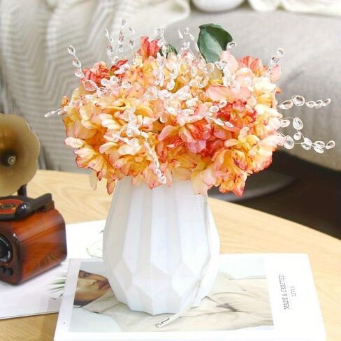 20pcs Acrylic Bead Flower Stems with Crystal Drops - Versatile Beaded Twig Picks for Wedding Decor, Home Accents, and Craft Jewelry Flower Charms in Saudi Arabia