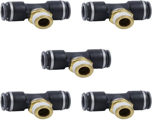 Mytee Products 5 Pack Air Brake Male Branch Tee OD 5/32X5/32X1/4 NPT - Composite Material Push-to-Connect Thread Branch Tee Replaces KV2T03-35S C1872-2.5-4 in Saudi Arabia