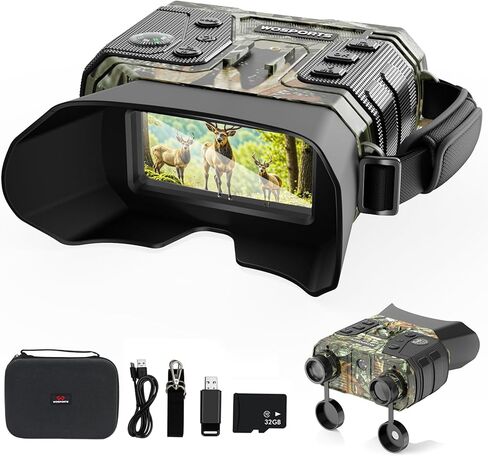 WOSPORTS 4K Night Vision Goggles with 48MP Photo, 3280ft Full Color Vision, 1300ft IR Distance, 3" HD Screen, 10X Optical Zoom, 5000mAh Battery, Binoculars for Wildlife Observation, Gifts for Men in Saudi Arabia