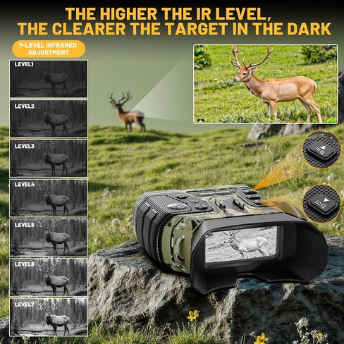 WOSPORTS 4K Night Vision Goggles with 48MP Photo, 3280ft Full Color Vision, 1300ft IR Distance, 3" HD Screen, 10X Optical Zoom, 5000mAh Battery, Binoculars for Wildlife Observation, Gifts for Men in Saudi Arabia