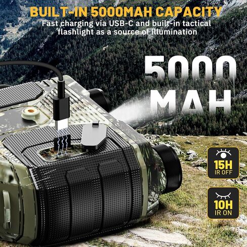 WOSPORTS 4K Night Vision Goggles with 48MP Photo, 3280ft Full Color Vision, 1300ft IR Distance, 3" HD Screen, 10X Optical Zoom, 5000mAh Battery, Binoculars for Wildlife Observation, Gifts for Men in Saudi Arabia