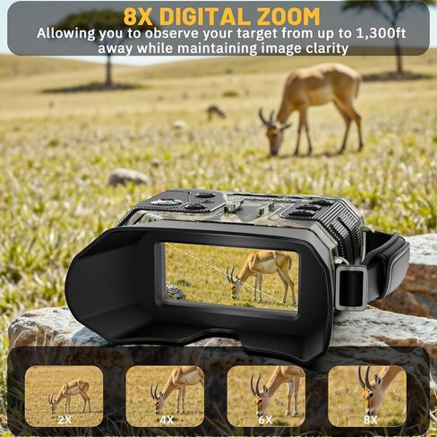 WOSPORTS 4K Night Vision Goggles with 48MP Photo, 3280ft Full Color Vision, 1300ft IR Distance, 3" HD Screen, 10X Optical Zoom, 5000mAh Battery, Binoculars for Wildlife Observation, Gifts for Men in Saudi Arabia