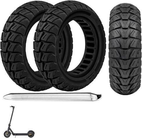 إطارات صلبة للسكوتر الكهربائي مقاس 10x3 بوصة، إطار مطاطي بديل 80/65-6.5، 255x80 بدون أنبوب لـ Zero 10X& Vsett 10+& Kaabo Mantis & Kugoo M4/ M4 Pro&Motus PRO 10& Joyor S10S-أسود (قطعتان) in Kuwait