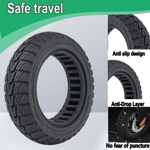 إطارات صلبة للسكوتر الكهربائي مقاس 10x3 بوصة، إطار مطاطي بديل 80/65-6.5، 255x80 بدون أنبوب لـ Zero 10X& Vsett 10+& Kaabo Mantis & Kugoo M4/ M4 Pro&Motus PRO 10& Joyor S10S-أسود (قطعتان) in Kuwait