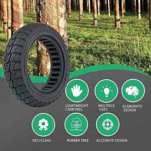 إطارات صلبة للسكوتر الكهربائي مقاس 10x3 بوصة، إطار مطاطي بديل 80/65-6.5، 255x80 بدون أنبوب لـ Zero 10X& Vsett 10+& Kaabo Mantis & Kugoo M4/ M4 Pro&Motus PRO 10& Joyor S10S-أسود (قطعتان) in Kuwait