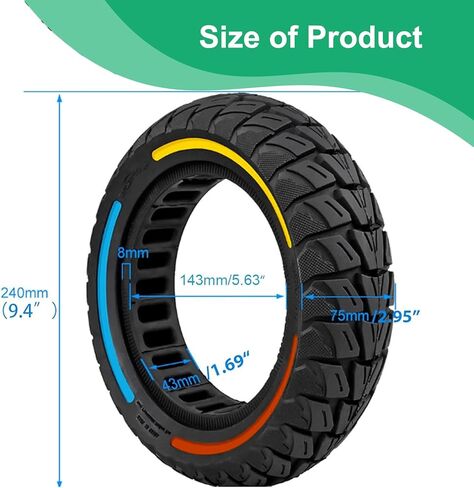 إطارات صلبة للسكوتر الكهربائي مقاس 10x3 بوصة، إطار مطاطي بديل 80/65-6.5، 255x80 بدون أنبوب لـ Zero 10X& Vsett 10+& Kaabo Mantis & Kugoo M4/ M4 Pro&Motus PRO 10& Joyor S10S-أسود (قطعتان) in Kuwait