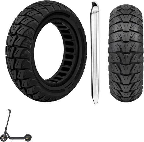 إطارات صلبة للسكوتر الكهربائي مقاس 10x3 بوصة، إطار مطاطي بديل 80/65-6.5، 255x80 بدون أنبوب لـ Zero 10X& Vsett 10+& Kaabo Mantis & Kugoo M4/ M4 Pro&Motus PRO 10& Joyor S10S-أسود (قطعتان) in Saudi Arabia