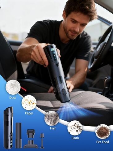 مكنسة كهربائية للسيارة لاسلكية من PUNOMO، بقوة 20000 باسكال، مكنسة كهربائية محمولة باليد رطبة/جافة ومنفضة هواء مع مجموعة تفصيلية، مكنسة كهربائية صغيرة محمولة قابلة لإعادة الشحن للحيوانات الأليفة، وتفصيل السيارة، وتنظيف المنزل والخارج in Saudi Arabia