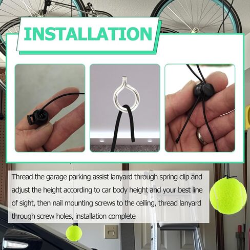 Aokdom 2PCS Garage Tennis Ball Parking Aid,Adjustable Strap Garage Ball for Parking&Collision Protection,Universal Garages Parkings Aid Includes Screw Hooks&Spring Clips Car Tools in Saudi Arabia