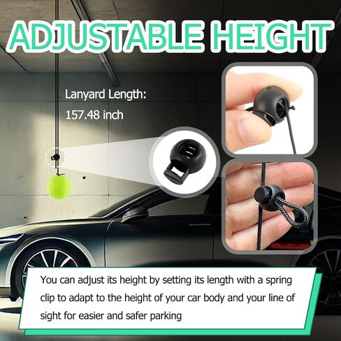 Aokdom 2PCS Garage Tennis Ball Parking Aid,Adjustable Strap Garage Ball for Parking&Collision Protection,Universal Garages Parkings Aid Includes Screw Hooks&Spring Clips Car Tools in Saudi Arabia