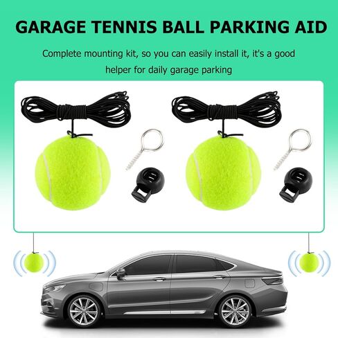 Aokdom 2PCS Garage Tennis Ball Parking Aid,Adjustable Strap Garage Ball for Parking&Collision Protection,Universal Garages Parkings Aid Includes Screw Hooks&Spring Clips Car Tools in Saudi Arabia