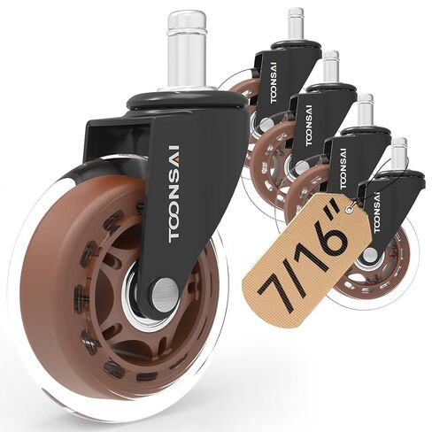 3 Inch Heavy Duty Office Chair Wheels,(Stem7/16-7/8), Replacement Rubber Caster Wheel, Set of 5,Silent, Smooth-Gliding, for Hardwood Flooring, Carpet Flooring,-Not for 1KEA Chairs in Saudi Arabia