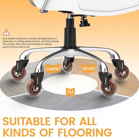 3 Inch Heavy Duty Office Chair Wheels,(Stem7/16-7/8), Replacement Rubber Caster Wheel, Set of 5,Silent, Smooth-Gliding, for Hardwood Flooring, Carpet Flooring,-Not for 1KEA Chairs in Saudi Arabia