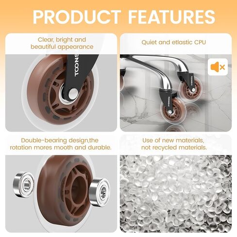 3 Inch Heavy Duty Office Chair Wheels,(Stem7/16-7/8), Replacement Rubber Caster Wheel, Set of 5,Silent, Smooth-Gliding, for Hardwood Flooring, Carpet Flooring,-Not for 1KEA Chairs in Saudi Arabia
