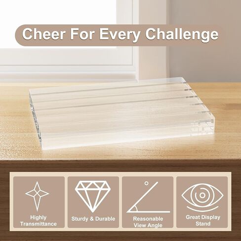 Boloyo Acrylic Challenge Coin Display Stand, Clear 6x4 inch 5 Row Challenge Coins Display Holder Military Coin Display Case Holder Rack for Collectors (Slant Slot) in Kuwait