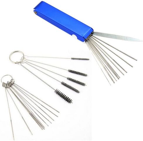 Motorcycle Carburetor Cleaning Tool Carbon Dirt Jet Remove Brushes Needles for Moped Scooter ATV Carb Jets Wire Cleaner Kits(Needles) in Saudi Arabia