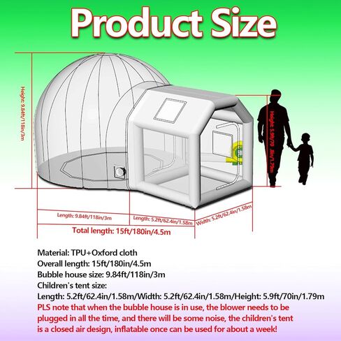 Inflatable Bubble House Dome for Kids Inflatable Children's Tent Bubble Balloon House with 450W Air Blower & Pump for Party Wedding Birthday Holiday Outdoor Commercial Event (White, 15ft) in Saudi Arabia