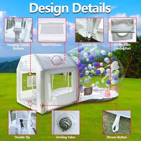 Inflatable Bubble House Dome for Kids Inflatable Children's Tent Bubble Balloon House with 450W Air Blower & Pump for Party Wedding Birthday Holiday Outdoor Commercial Event (White, 15ft) in Saudi Arabia
