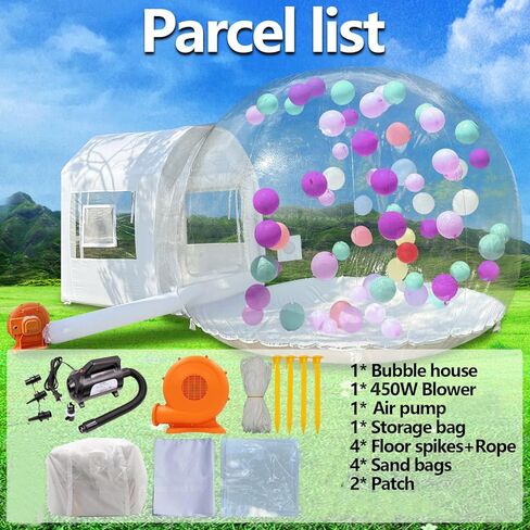Inflatable Bubble House Dome for Kids Inflatable Children's Tent Bubble Balloon House with 450W Air Blower & Pump for Party Wedding Birthday Holiday Outdoor Commercial Event (White, 15ft) in Saudi Arabia