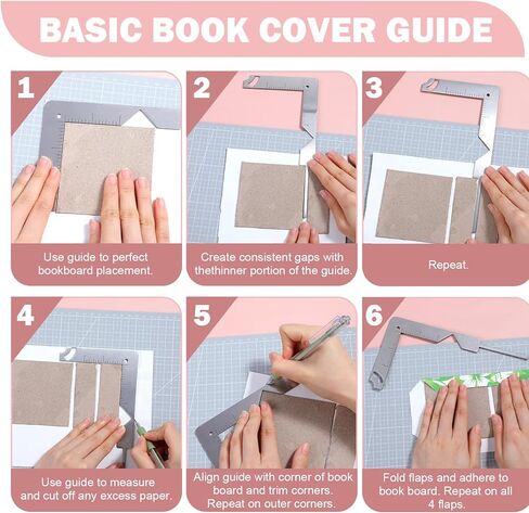 5-in-1 Book Binding Kits Stainless Steel Books Cover Maker Guide Bookbinding Ruler Easy Scrapbooking Tool for Starter Creating Book Covers Out of Chipboard Simple in Saudi Arabia