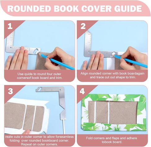 5-in-1 Book Binding Kits Stainless Steel Books Cover Maker Guide Bookbinding Ruler Easy Scrapbooking Tool for Starter Creating Book Covers Out of Chipboard Simple in Saudi Arabia