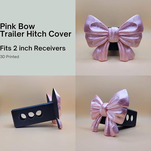 غطاء وصلة وصلة مقطورة بقوس وردي مطبوع ثلاثي الأبعاد، جهاز استقبال 2 بوصة، مواقع دبابيس متعددة، 4.9 × 4 بوصة in Kuwait