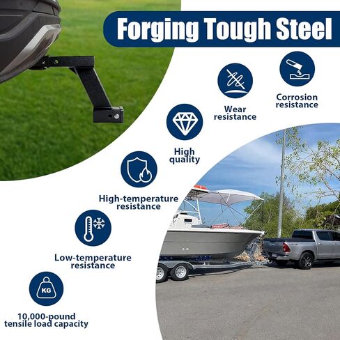 10-Inch Hitch Receiver Extension Riser, 10000lbs Trailer Hitch Adapter, Adjustable Hitch 2 Inch Receiver with Stabilizer, 9" or 11" Length Adjustable, 3-Pack Hitch Pins and Universal Trailer Cap in Saudi Arabia