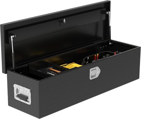 صندوق أدوات من الألومنيوم عالي التحمل مقاس 49 بوصة من AUTOSAVER88، صندوق أدوات لسرير الشاحنة مقاوم للماء، صندوق تخزين مع رف منزلق وقفل للشاحنات والمقطورات والمركبات الترفيهية والمستودعات in Kuwait
