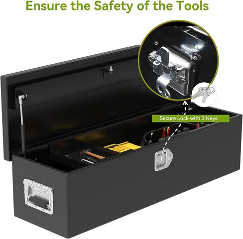 صندوق أدوات من الألومنيوم عالي التحمل مقاس 49 بوصة من AUTOSAVER88، صندوق أدوات لسرير الشاحنة مقاوم للماء، صندوق تخزين مع رف منزلق وقفل للشاحنات والمقطورات والمركبات الترفيهية والمستودعات in Kuwait