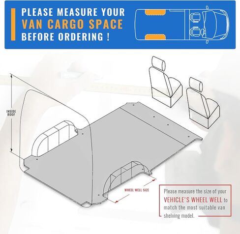 AA Products SH-4603(3) Steel Low/Mid/High Roof Van Shelving Storage System Fits Transit, GM, NV, Promaster and Sprinter, Set of 3 Van Shelving Unit, 32" W x 46" H x 13" D in Saudi Arabia