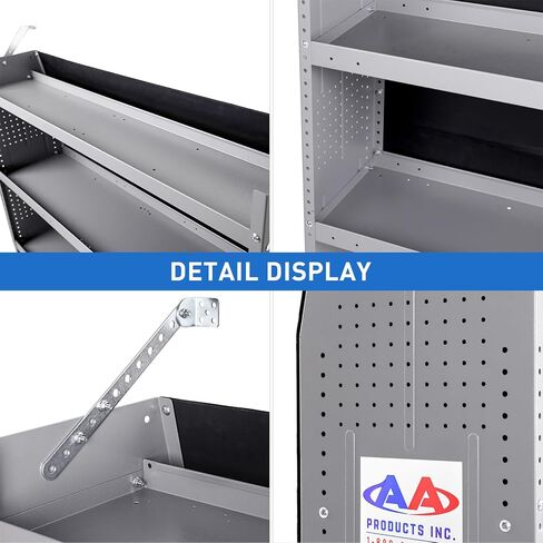AA Products SH-4603(3) Steel Low/Mid/High Roof Van Shelving Storage System Fits Transit, GM, NV, Promaster and Sprinter, Set of 3 Van Shelving Unit, 32" W x 46" H x 13" D in Saudi Arabia