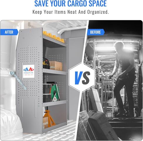 AA Products SH-4603(3) Steel Low/Mid/High Roof Van Shelving Storage System Fits Transit, GM, NV, Promaster and Sprinter, Set of 3 Van Shelving Unit, 32" W x 46" H x 13" D in Saudi Arabia