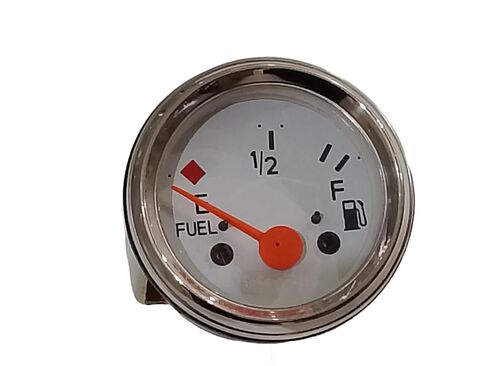 Fuel Gauge White 52 mm 12v 0-180 ohms Chrome Bezel 2 1/16" in Saudi Arabia