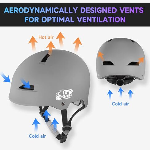 Findway Skateboard Bike Helmet - Bicycle Helmet for Kids Youth & Adults Suitable for Commuter,Skate, Scooter, Longboard & Incline Skating Rollerblading in Saudi Arabia