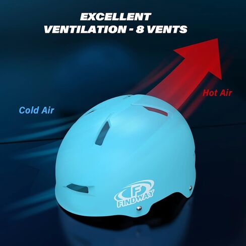 Findway Skateboard Bike Helmet - Bicycle Helmet for Kids Youth & Adults Suitable for Commuter,Skate, Scooter, Longboard & Incline Skating Rollerblading in Kuwait