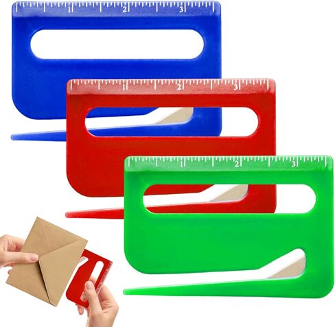 Letter Opener Envelope Slitter, 3pcs Envelope Openers Slitter with Ruler & Magnifier, Mail Opener Tool Package Opener Cutter in Saudi Arabia