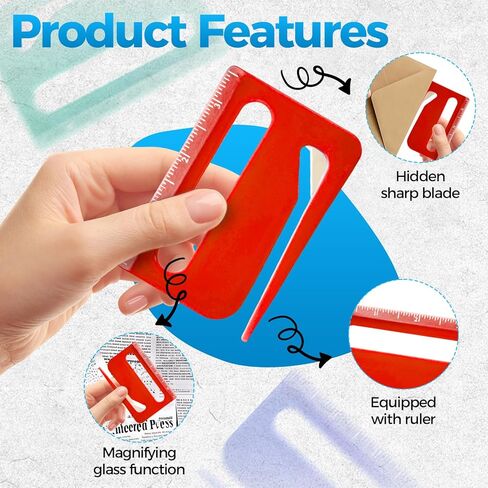 Letter Opener Envelope Slitter, 3pcs Envelope Openers Slitter with Ruler & Magnifier, Mail Opener Tool Package Opener Cutter in Saudi Arabia