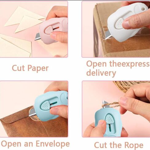 3 Pack Box Opener, with Safe Concealed Sharp Blades for Sewing, Craft, Art Work & Everyday Use- White,Pink,Blue in Saudi Arabia