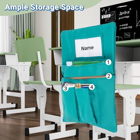 12 Pack Chair Pockets for Classrooms, 20 x 17 Inch Seat Sacks for Classroom Chairs k-2 with Name Slots and Tags, Chair Pockets for Kindergarten, School, Home, Office (6 Bright Color) in Kuwait