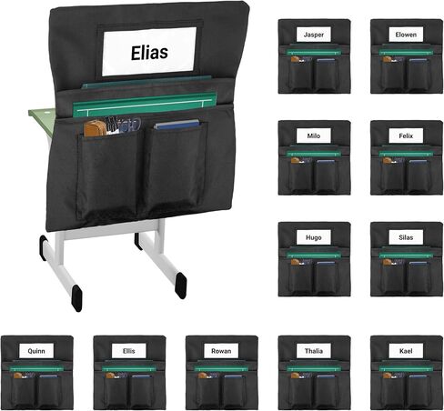 12 Pack Chair Pockets for Classrooms, 20 x 17 Inch Seat Sacks for Classroom Chairs k-2 with Name Slots and Tags, Chair Pockets for Kindergarten, School, Home, Office (6 Bright Color) in Kuwait