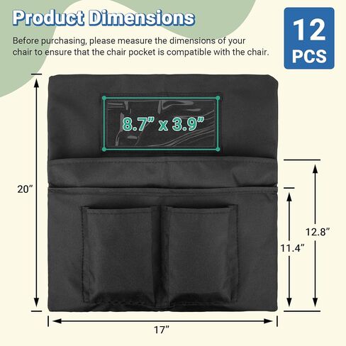 12 Pack Chair Pockets for Classrooms, 20 x 17 Inch Seat Sacks for Classroom Chairs k-2 with Name Slots and Tags, Chair Pockets for Kindergarten, School, Home, Office (6 Bright Color) in Kuwait