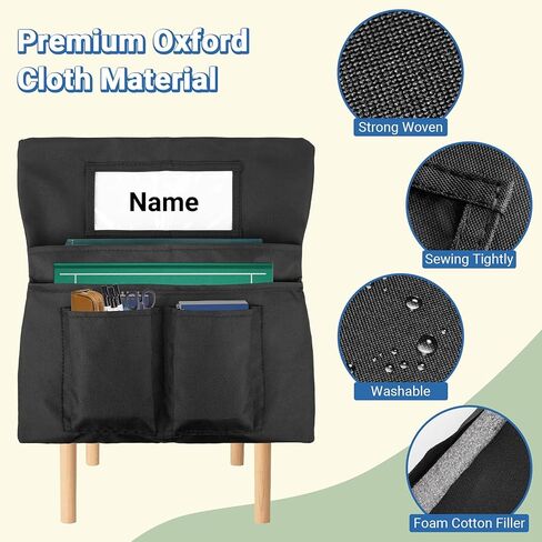 12 Pack Chair Pockets for Classrooms, 20 x 17 Inch Seat Sacks for Classroom Chairs k-2 with Name Slots and Tags, Chair Pockets for Kindergarten, School, Home, Office (6 Bright Color) in Kuwait