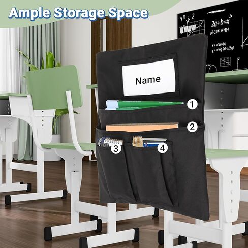 12 Pack Chair Pockets for Classrooms, 20 x 17 Inch Seat Sacks for Classroom Chairs k-2 with Name Slots and Tags, Chair Pockets for Kindergarten, School, Home, Office (6 Bright Color) in Kuwait