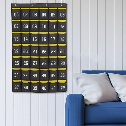 NUOBESTY Numbered Classroom Sundries Closet, Cell Phones Calculator Holder - 42 Pocket Chart Wall Pouch Over The Door Hanging Organizer for Jewelry Storage (Dark Grey) in Saudi Arabia