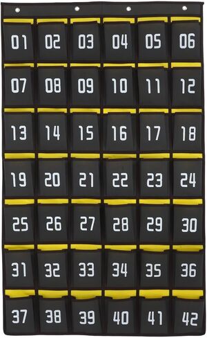 NUOBESTY Numbered Classroom Sundries Closet, Cell Phones Calculator Holder - 42 Pocket Chart Wall Pouch Over The Door Hanging Organizer for Jewelry Storage (Dark Grey) in Saudi Arabia