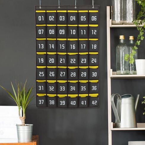 NUOBESTY Numbered Classroom Sundries Closet, Cell Phones Calculator Holder - 42 Pocket Chart Wall Pouch Over The Door Hanging Organizer for Jewelry Storage (Dark Grey) in Saudi Arabia