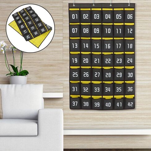 NUOBESTY Numbered Classroom Sundries Closet, Cell Phones Calculator Holder - 42 Pocket Chart Wall Pouch Over The Door Hanging Organizer for Jewelry Storage (Dark Grey) in Saudi Arabia
