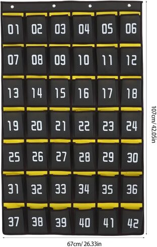 NUOBESTY Numbered Classroom Sundries Closet, Cell Phones Calculator Holder - 42 Pocket Chart Wall Pouch Over The Door Hanging Organizer for Jewelry Storage (Dark Grey) in Saudi Arabia